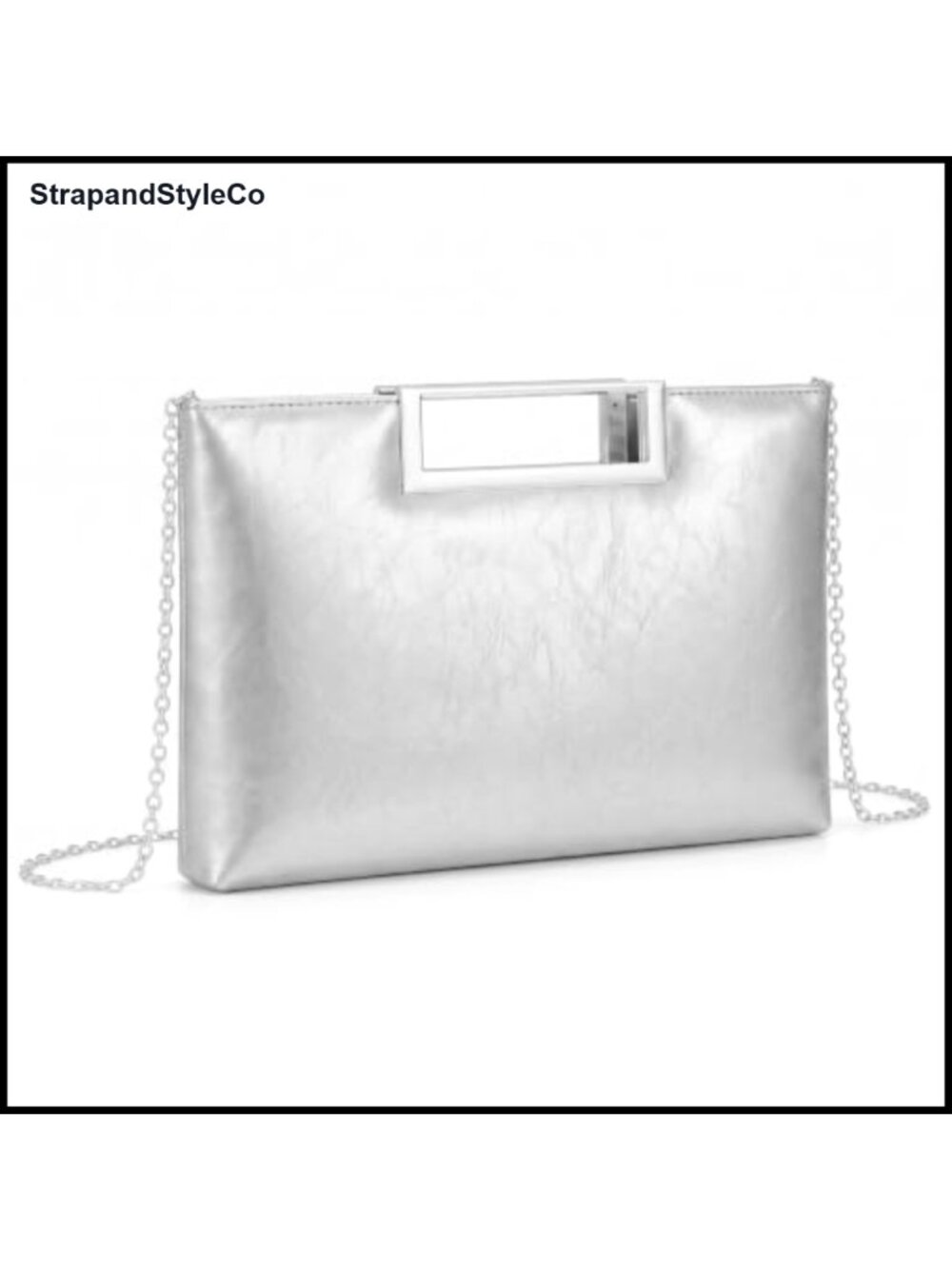 PU Leather Evening Clutch Detachable Chain Crossbody Top Handle Bag